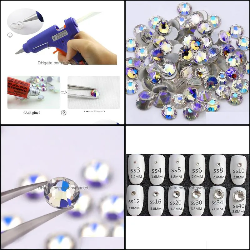 Moonlight purple SS3-SS20 Glass Rhinestone Flatback DIY Nail Deco Beads Not Hotfix Use Glue 1440pcs Wedding Deco