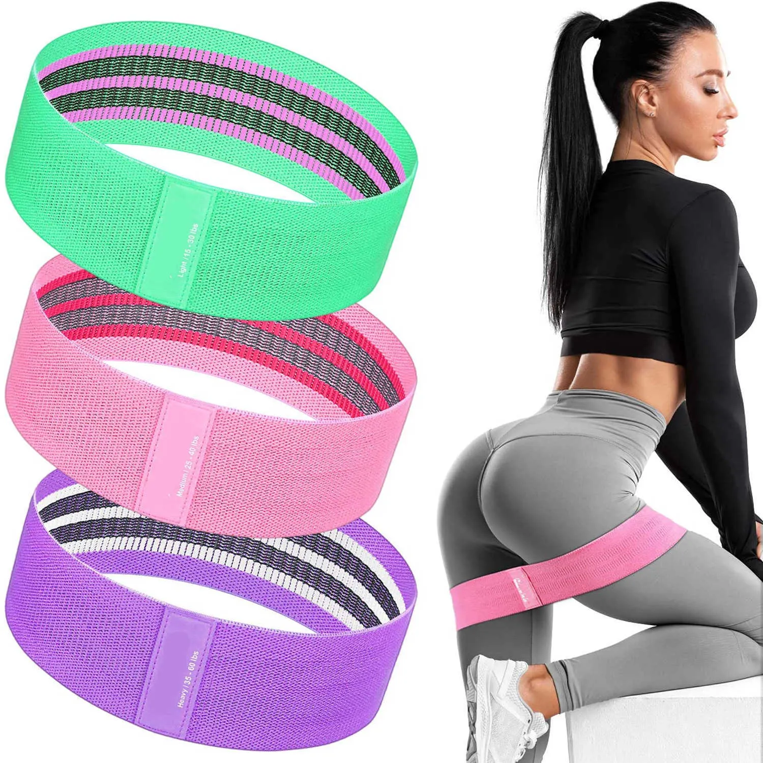 Meilleure résistance bandes d'entraînement d'exercice en tissu élastique pour les jambes fesses Fitness bandes de boucles de butin pour la salle de gym à domicile Yoga poids Squats H1026