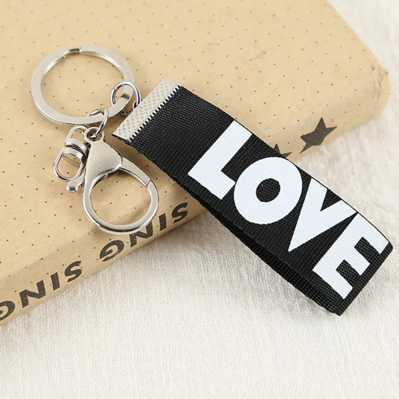 Creative English Letters Ribbon Key Chain Keychain Lanyard Hand Ropes Key Ring Activity Present