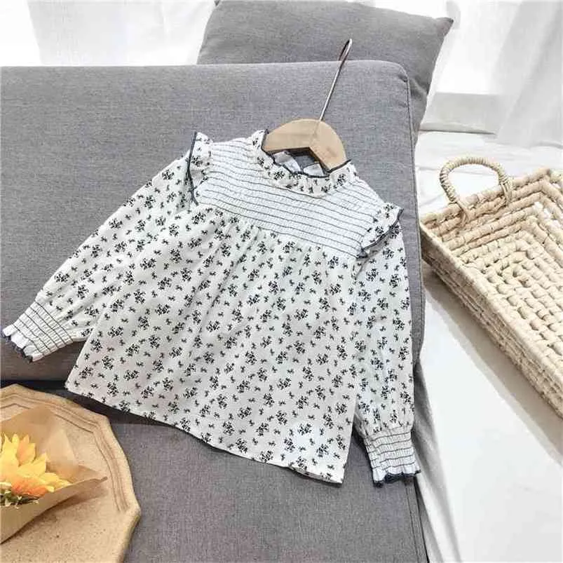 Gooporson Spring Kids Clothes Flower Long Sleeve Shirt Cute Little Girls Blouse Autumn Toddler Children Tops Korean Girl Costume 210715