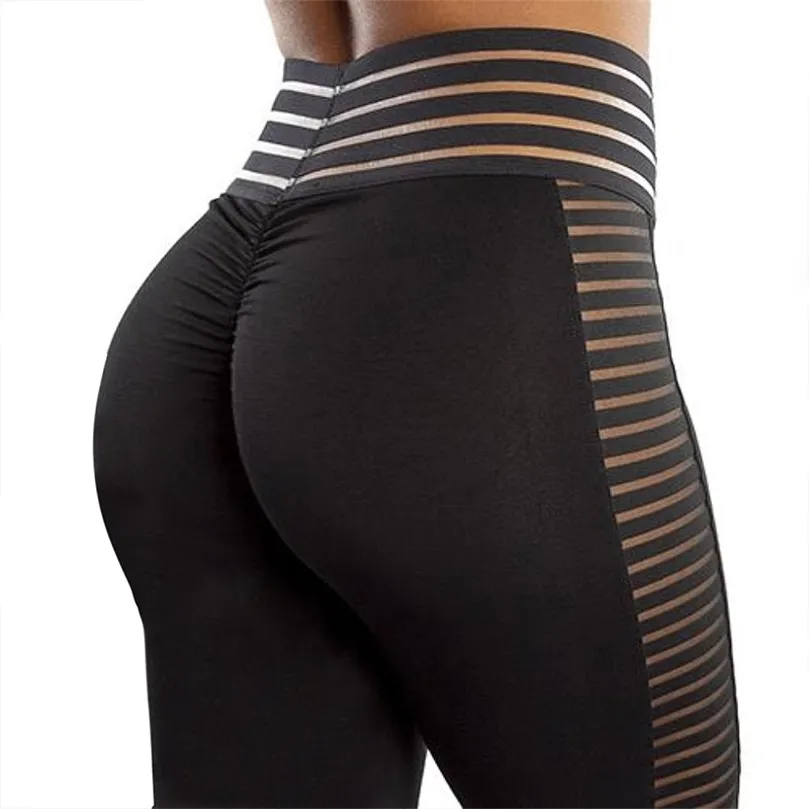 SALSpor mulheres listradas leggings negros fitness nádegas empurrar se sexy legging feminino rápido seco respirável workout leggins 211204