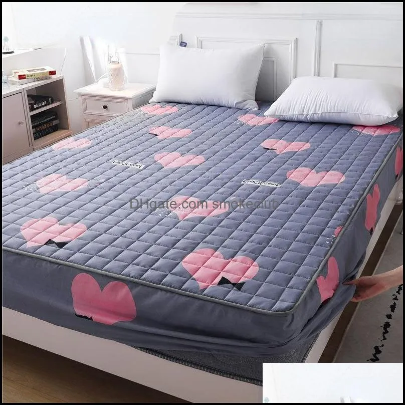 Sheets & Sets High Quality Thicken Quilted Mattress Cover King Queen Bed Fitted Sheet Air-Permeable No Include Case