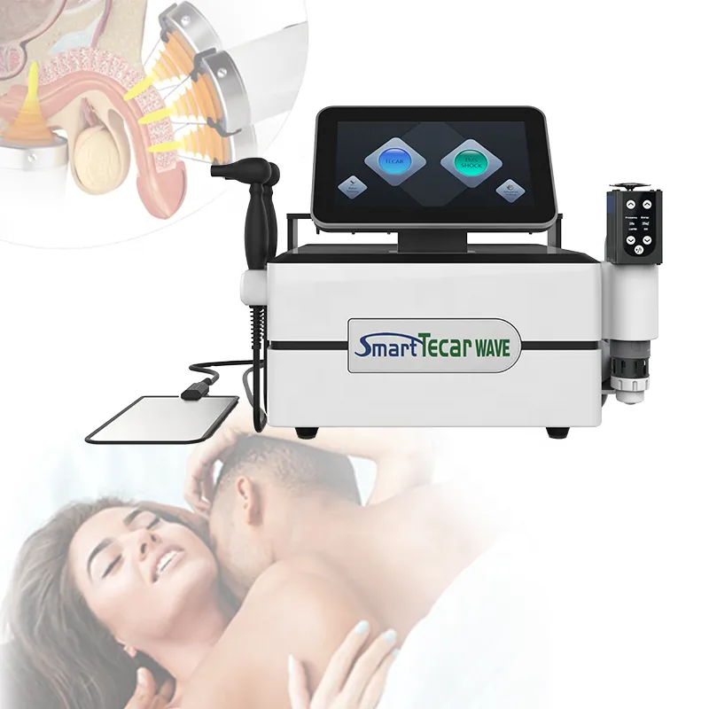 Professionele gezondheid Gadgets Draagbare 3 in 1 Smart Tecar Ret CET Pain Relief Emshock ED-behandeling en fysiotherapie Elektromagnetische schokgolftherapie EMS Machine