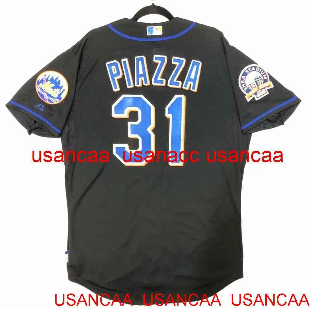 Gestikte Mike Piazza Cool Base Jersey Anniversary Patch Throwback Jerseys Men Women Youth Baseball XS-5XL 6XL