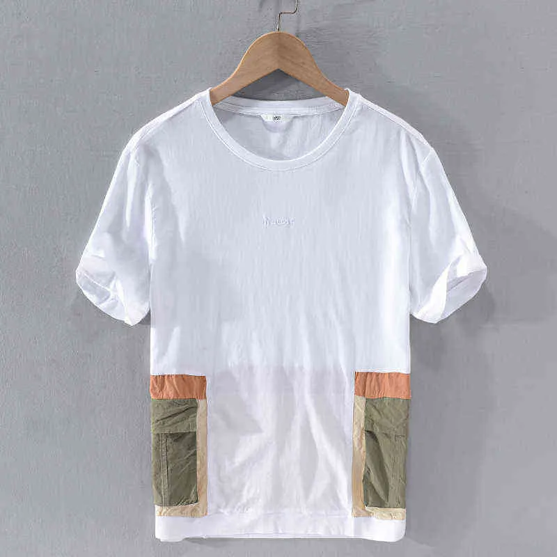 T-shirt da uomo in lino alla moda di marca stile italiano T-shirt bianche a maniche corte da uomo casual tshirt comoda da uomo camisa masculina G1229