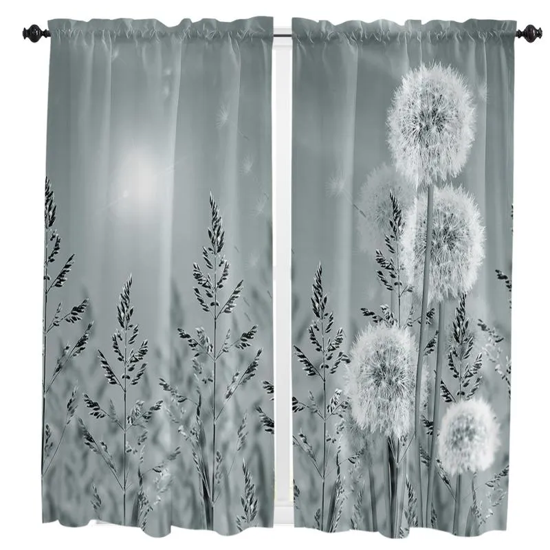 Curtain & Drapes Plant Grey Dandelion Curtains For Living Room Bedroom Kitchen The Kids Window Treatments