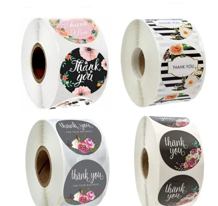 500pcs / roll Floral Tack Klistermärke Pappersetikett Klistermärken Scrapbooking Bröllop Kuvert Tätningar Handgjorda Stationery Klistermärke DHL Gratis Sn3771