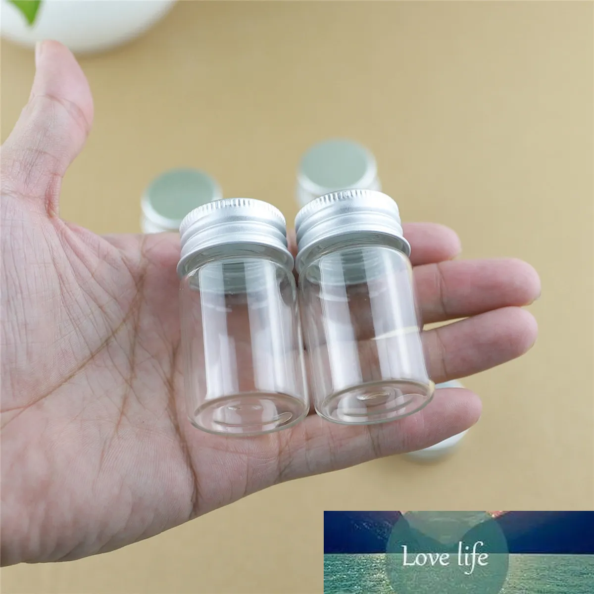 24 pcs / lote 30 * 50mm 20ml cute garrafas pequenas tampas de alumínio vidro minúsculo frascos frascos transparentes frascos de perfume