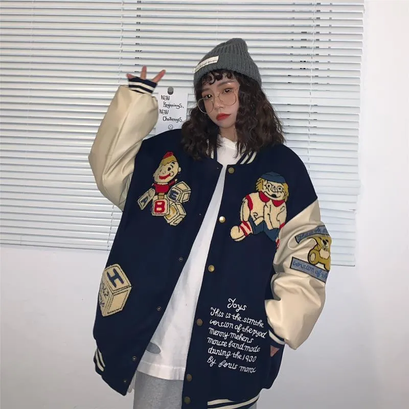 Harajuku Red Bear Baseball Bomber Jacket For Women 2021 Plus Size Streetwear Mens Outerwear From Verybeautygirl 31.93 DHgate.Com