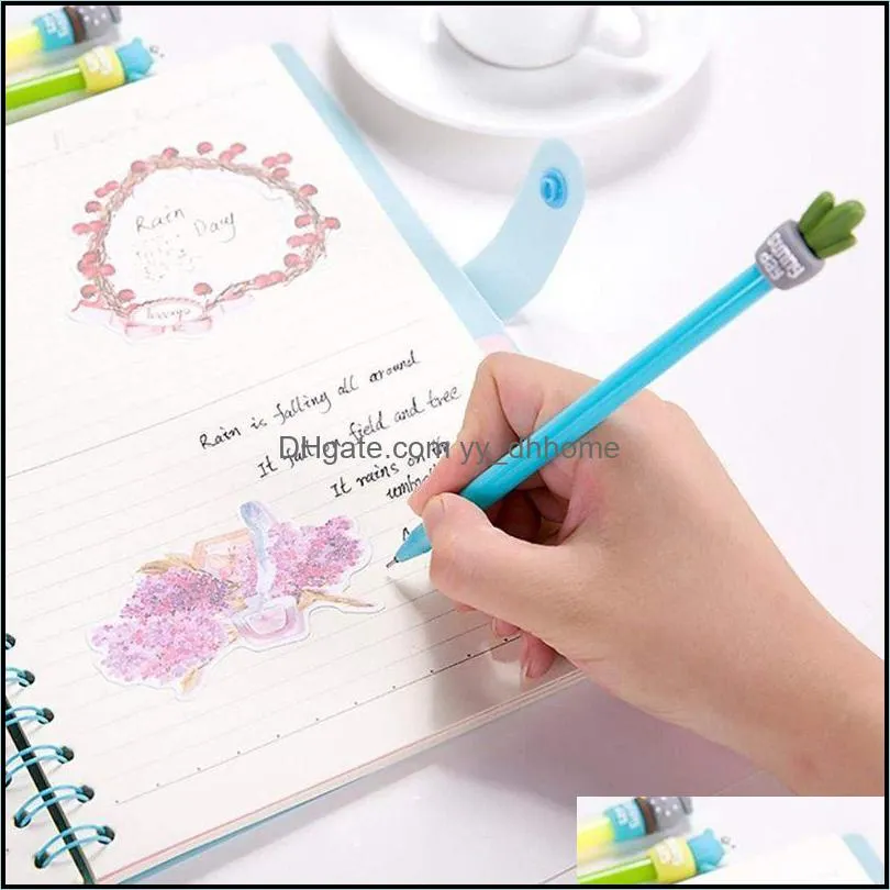 Gel Pens Fashion Cute Colorful Kawaii Lovely Cartoon Novelty Creative Botany Plant Cactus Ink Rollerball Ball Office