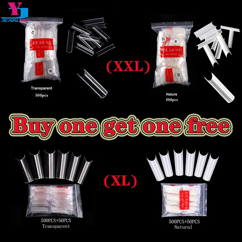 XXL 1000PC C Curve False Extra Long Square Salon Gebruik Rechte Lengte Tips Nail Extension Full Cover Manicure