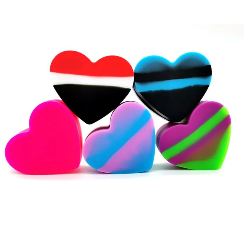 17ml Love Shape Wax Oil Container Box Bag Dab Non-stick Silicone Jar silicon Tin Colorful Storage Containers Holder Tool case