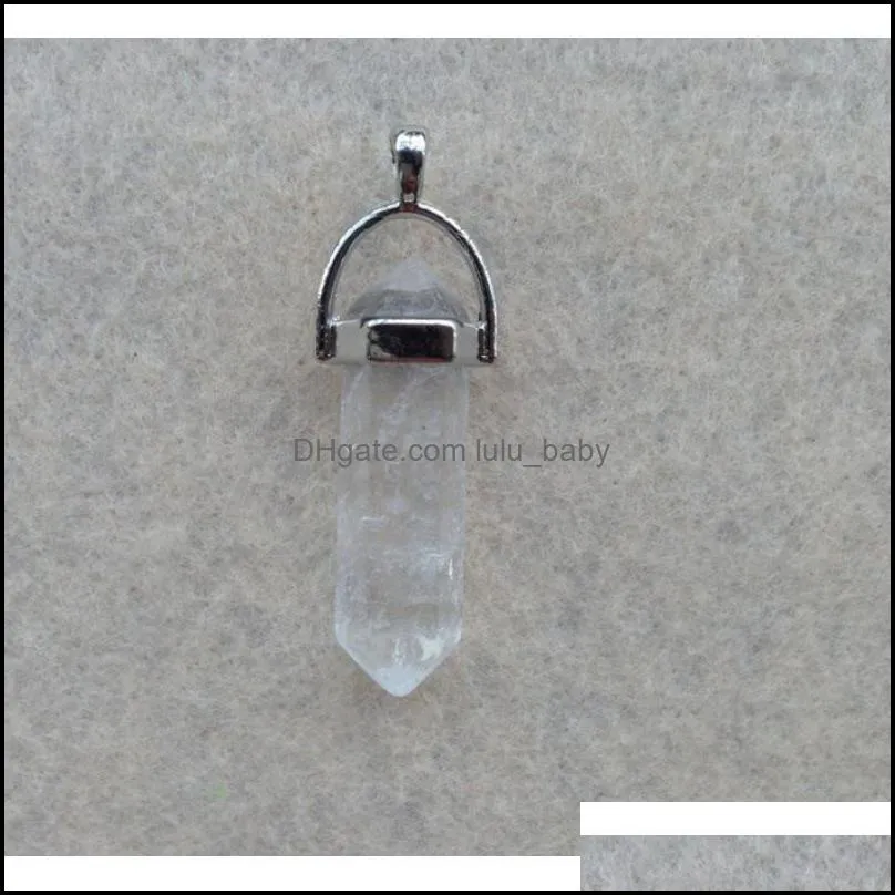 Shape Real Amethyst Natural Crystal Quartz Healing Point Chakra Bead Gemstone Opal Stone Pendant Chain Necklaces Jewelry 2172 Q2