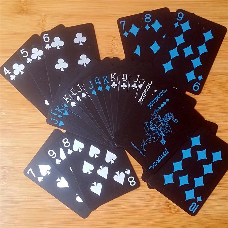 لعبة الأسود تكساس هولدم الكلاسيكية الإعلان البوكر للماء PVC طحن دائم دور لعب لعب الألعاب بطاقة سحرية 10 مجموعة