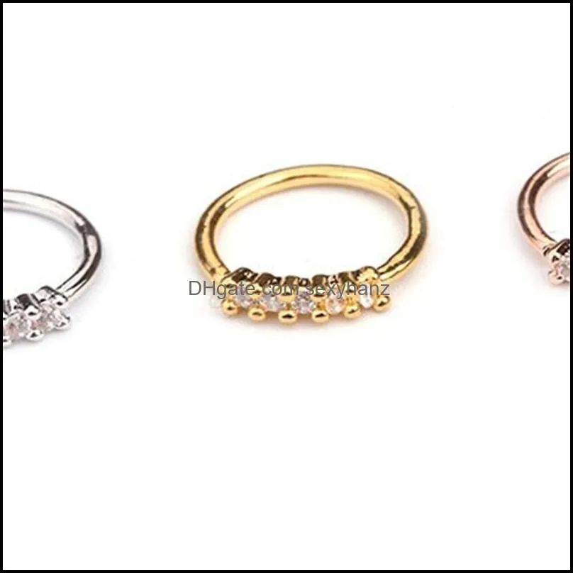 Silver And Gold Color 20gx8mm Nose Piercing Jewelry Cz Hoop Nostril Ring Flower Helix Cartilage Tragus Earring 871 R2