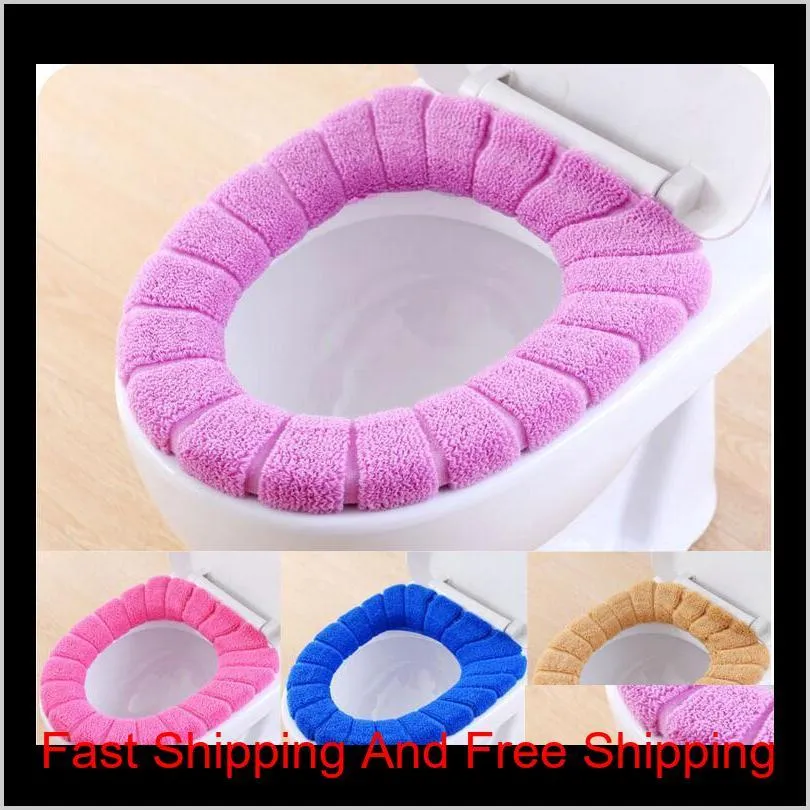 hotsale bathroom accessories colored soft toilet seat cover closestool washable soft warmer mat cover pad cushion shipping