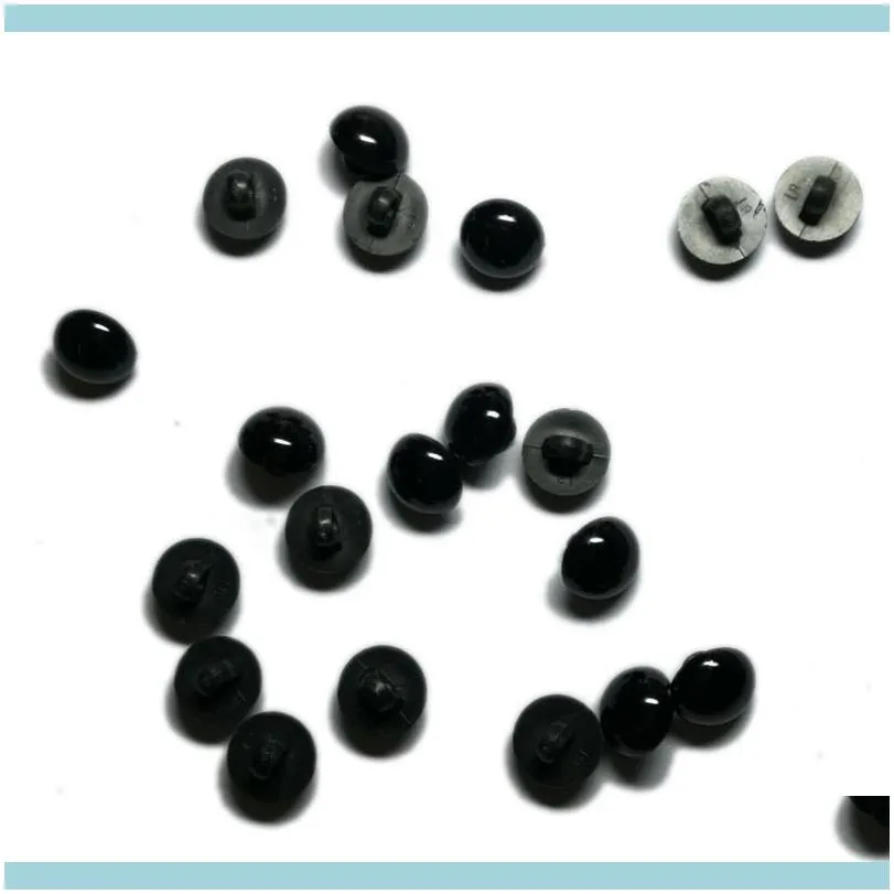 New 100 Pcs Black Resin Buttons Round Mushroom Domed Sewing Shank Black Diy Animal Eyes Toy Diy Decorative Buttons