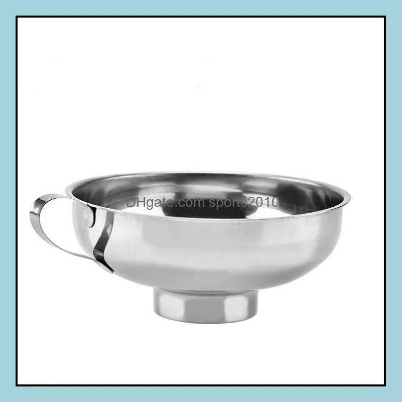 New Stainless Steel Wide Mouth Canning Funnel Hopper Filter Home Kitchen Cooking Funnel Tools Wholesale LX1566