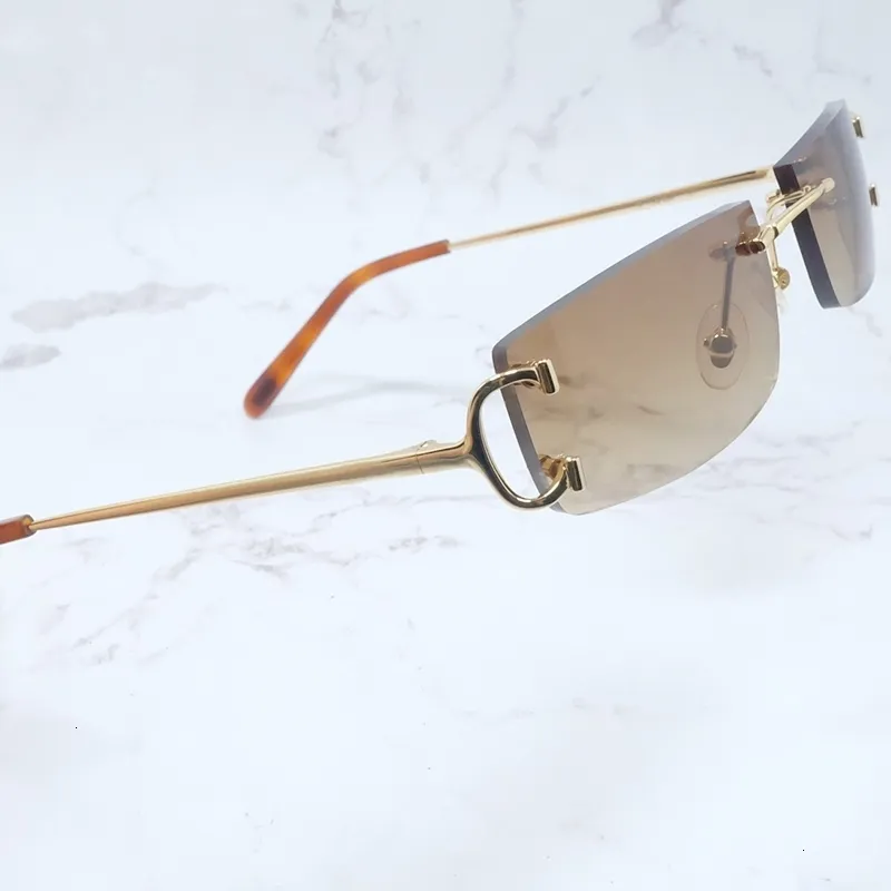 Lüks-Gözlük Küçük Yaz Güneş Metal Bajn C Tel Büyük Carter Kare Çerçevesiz Shades Ucuz Gözlük Aksesuarları Lüks Sunglass