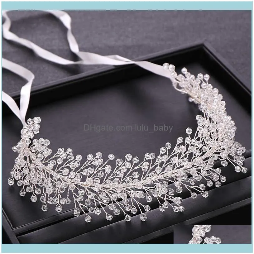 Trendy Handmade Wedding Accessories Silver color Baroque Rhinestone Crystal Headband Bridal Tiara Woman Hair Band Jewelry