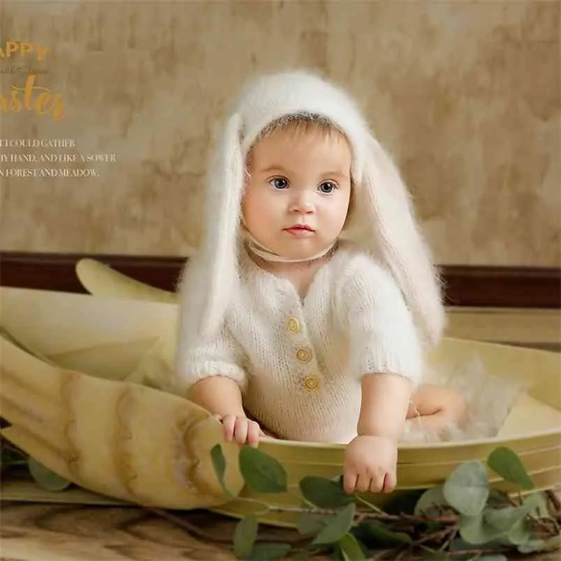 Adereços de Pogal Nascido, Bunny Fuzzy Romper para Baby Po Prop 210816