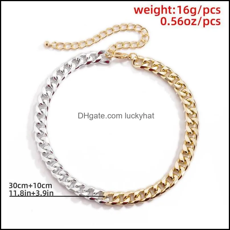 Mix Color Exaggerated Acrylic Twisted Chunky Big Chain Necklaces For Women Hip Hop Thick Choker Charm Jewelry Chains