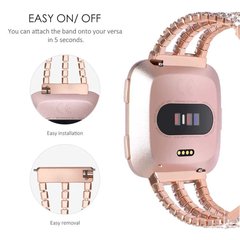 Rose Gold Bracelet For Fitbit Versa 2 3 Lite Band Replacement Woman For  Fitbit Sense Wristband Bling Fitbit Sense Correa Luxury H0293O From 22,19 €