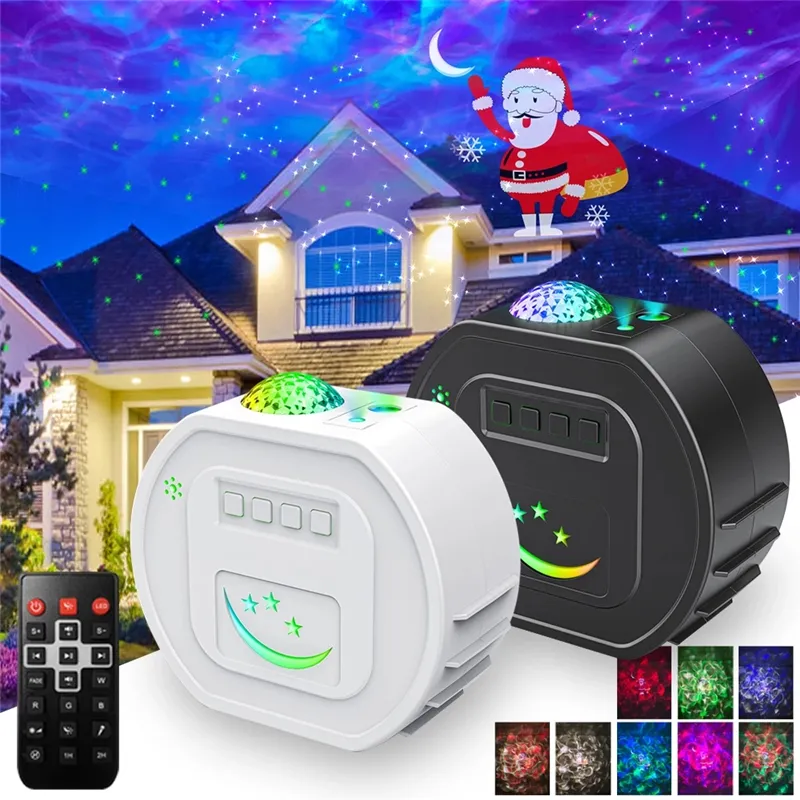 Juldekoration Nattljus LED USB Powered Projectors Lampor Holiday Music Star Lamp med Moon Santa Claus Projektor Galaxy Light