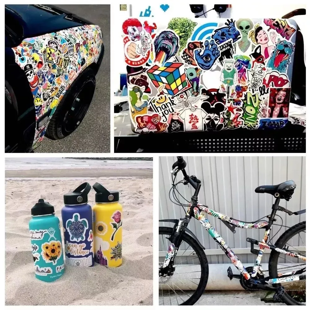 100 Uds. Pegatinas de marca, pegatina de moda callejera, pegatinas de  grafiti de vinilo impermeables para equipaje, monopatín, bicicleta, casco,  guitarra TUNC Sencillez