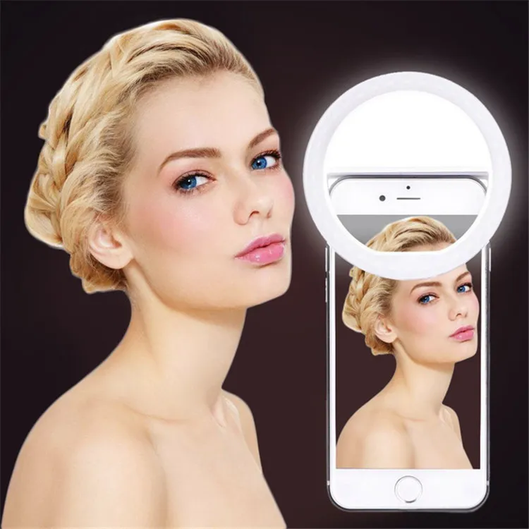 Przenośna LED Selfie Light Light Rechargable Flash Camera Telefon Photography Ring Light Enhing Enhing for iPhone Smartphone