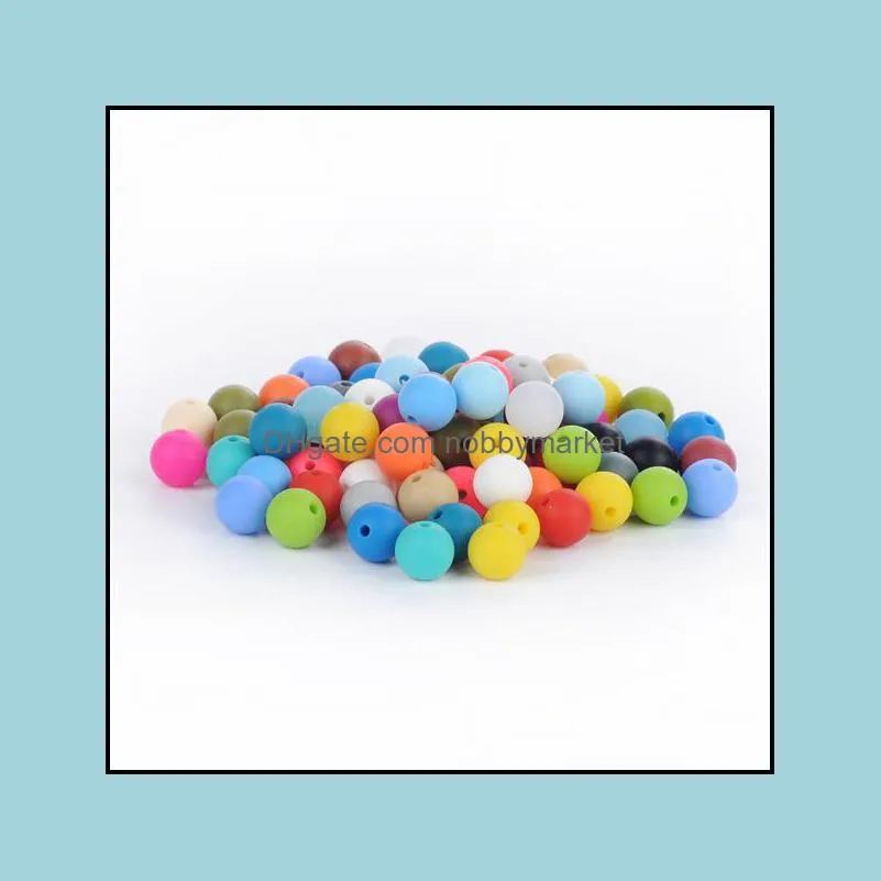 9mm Silicone Beads Food Grade Teething Beads Nursing Chewing Round Loose Beads Colorful DIY Necklace Teether Jewelry Sensory