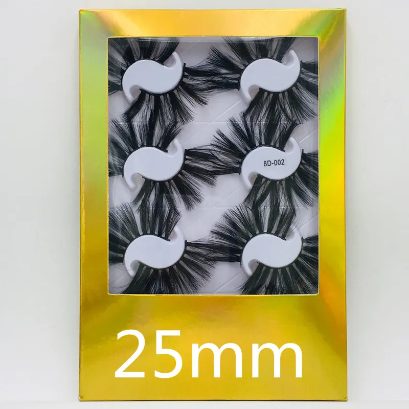8 쌍 25mm 3D 밍크 헤어 가짜 속눈썹 손으로 만든 두꺼운 Crisscross 눈 속눈썹 8d001 ~ 8d005