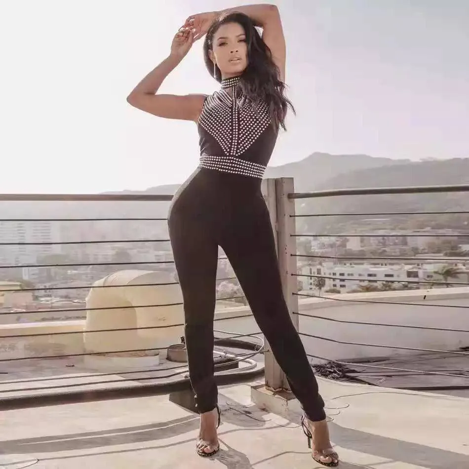 Sleeveless turtleneck jumpsuit store