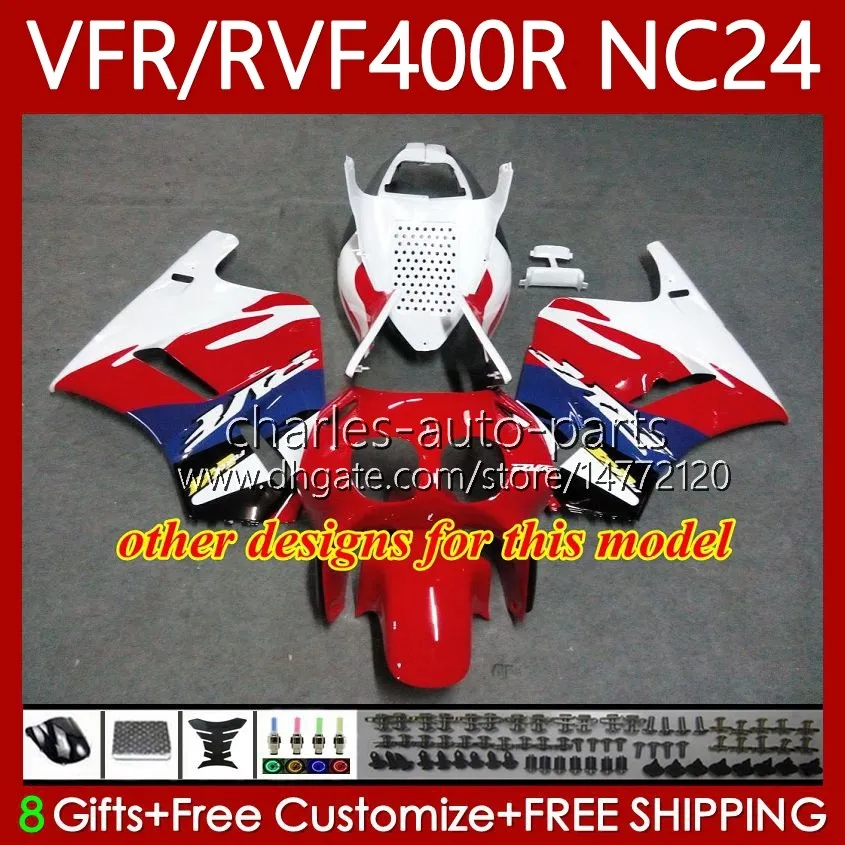 Kit Carénage Complet Pour Honda VFR400R NC30 (1988-1992) - Plastique ABS, Pré-percé, Peinture Haute Qualité - Rouge/Bleu/Blanc