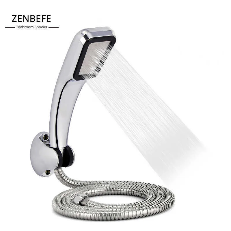 ZENBEFE 3 Pcs/Set 300 Water Saving Nozzle Holes High Pressure Rainfall Shower Head Set With Holder And Hose Shower Head Set 210724