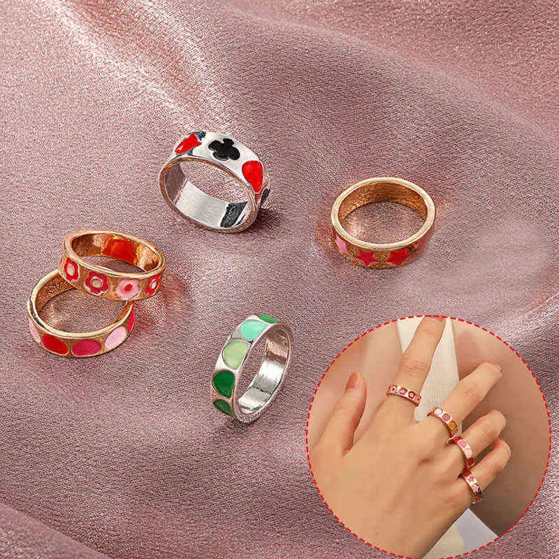 Anillos De Flores Y Metales INS Anillos Retro Creativos Anillos De
