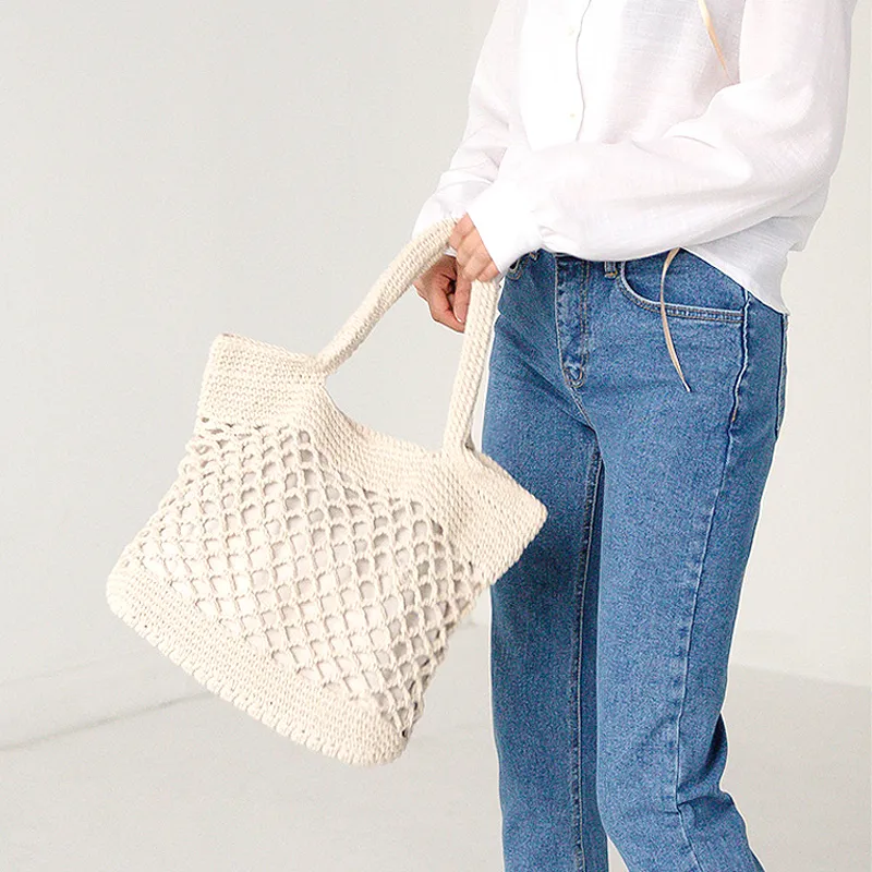 Borsa Uncinetto Donna Spiaggia Tote Grande | Borra Bohémien Con Cerniera