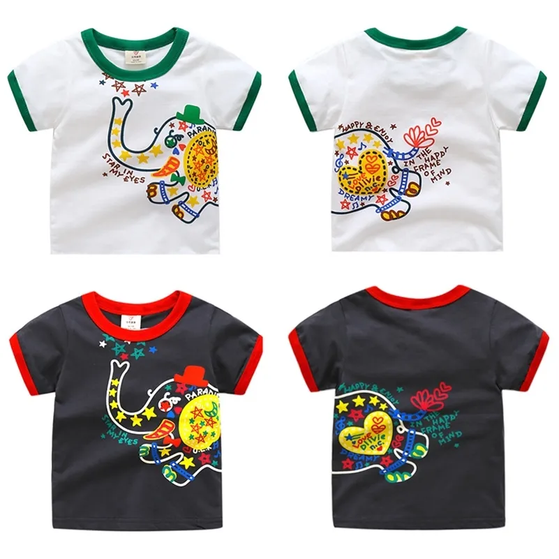 Design de mode d'été 2 3 4 5 6 7 8 9 10 ans Vêtements pour enfants Dessin animé Coton Petits enfants Garçons T-shirt à manches courtes 210701