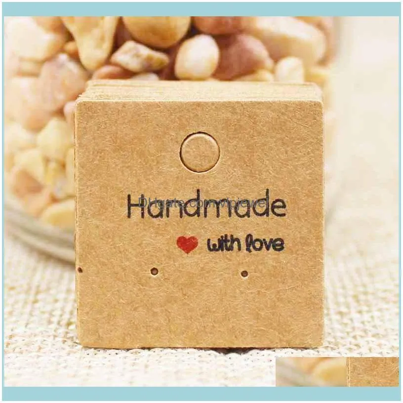 DIY white/brown handmade stud earring card cute square jewelry packing& display earring package card 500pcs per lot 3*3cm