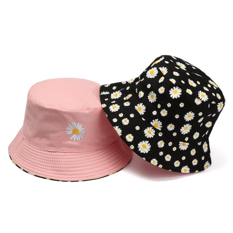 Beralar Daisies İşlemeli kovalar şapka inek kadınları şeffaf dantel çiçek plaj panama şapkalar üst snapback moda papatya güneş kapağı summerberets