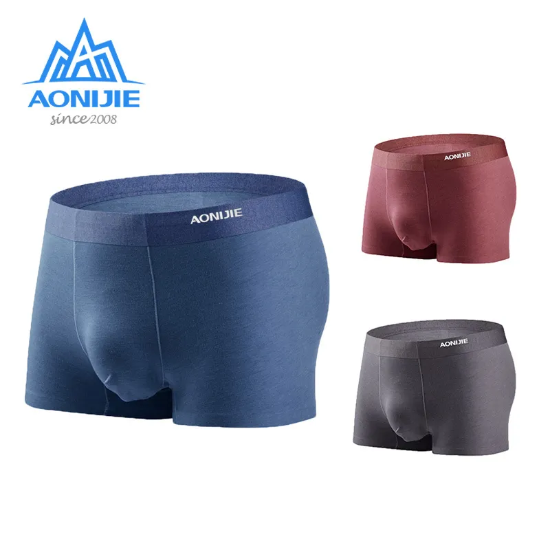 Aonijie Sous-Vêtements De Sport Séchage Rapide Culotte Respirante Confortable Hommes Boxer Shorts Pour Camping En Plein Air Randonnée Gym 3 Pcs / Set C0222