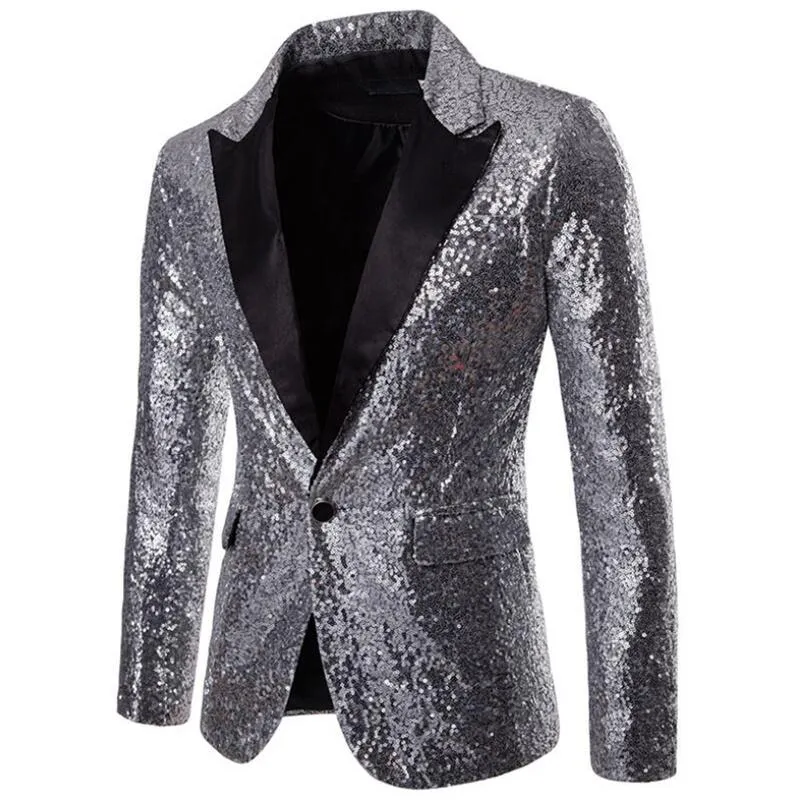 Costumes pour hommes Blazers Veste de costume pour hommes Performance Sequin Gold Stage Wine Party Robe Hôte Social Top 2021 Spring Clothes210e