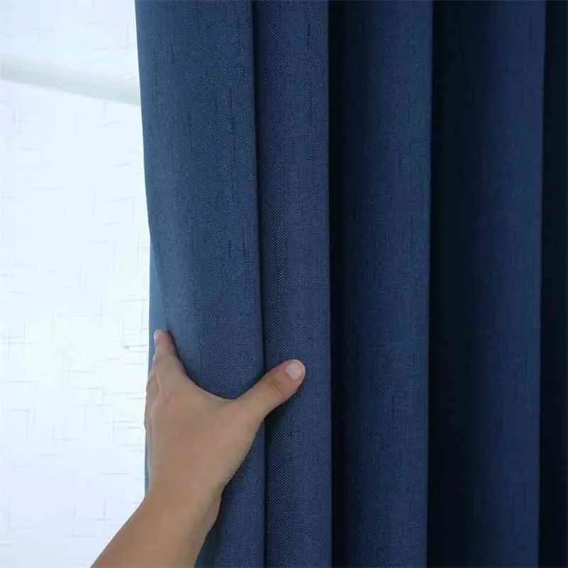 Zagęścić kurtyna Nordic Style Sypialnia Tkanina do Sypialni Zasłona Do Salonu Okno Żaluzje Luxury Blue Drapes 210712