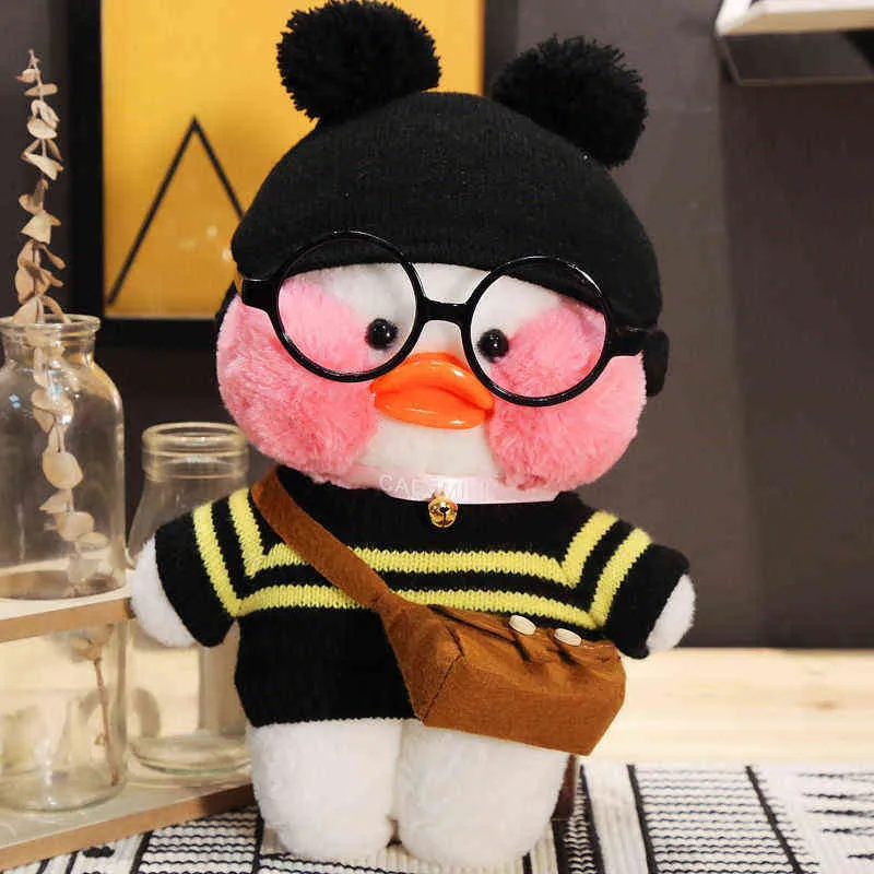 30 cm Różowy Lalafanfan Kawaii Cafe Mimi Yellow Duck Pluszowe Zabawki Śliczne Nadziewane Lalki Miękkie Zwierząt Dolls Dzieci Zabawki Prezent Urodziny Dla Dziewczyny Y211119