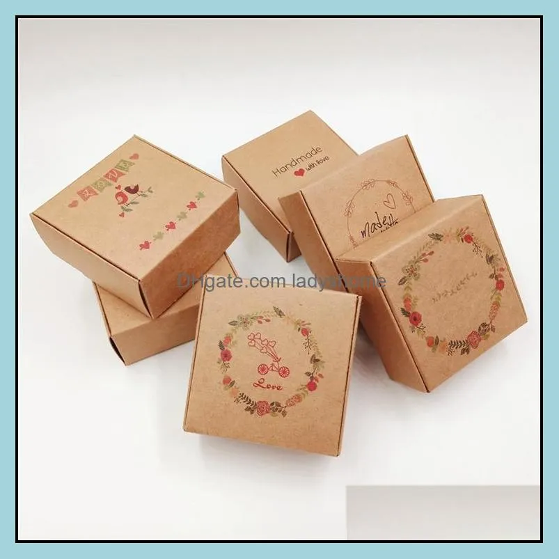 Colourful Kraft Paper Jewelry Boxes Package With Letter Small Gift Box For Handmade Soap Wedding Candy Jelly HWF6564