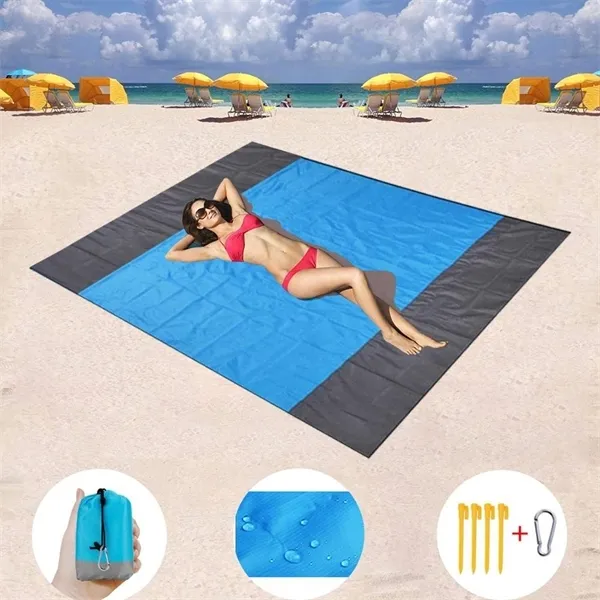 200x210 см Pocket Picknic Водонепроницаемый пляжный коврик Песок бесплатное одеяло Кемпинг Открытый Picknick Палатка складной крышки постельное белье Y0706