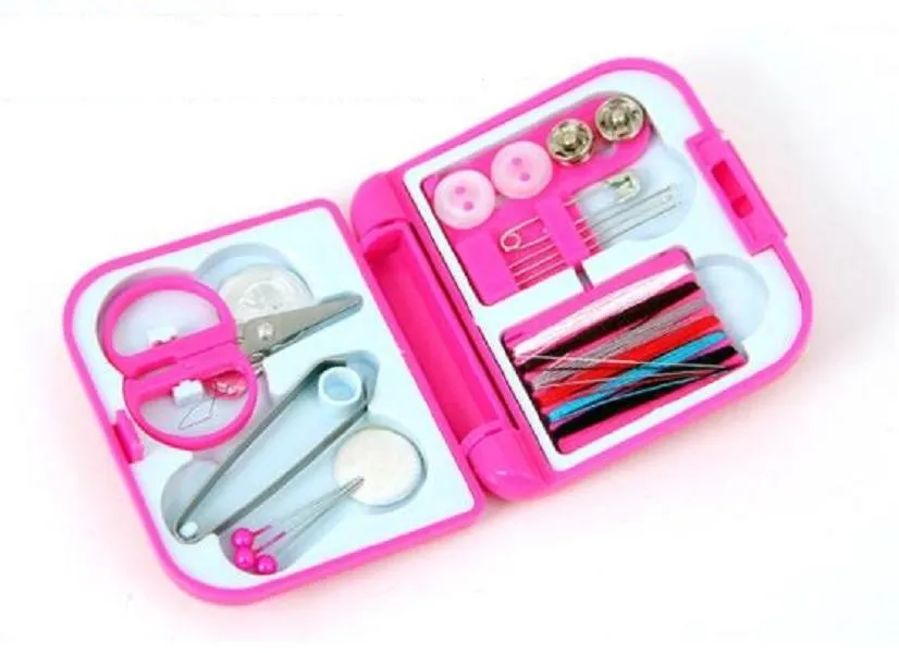 Pink Compact Travel Sewing Kit 