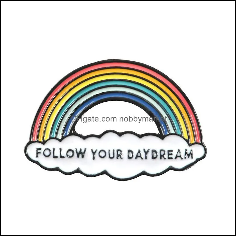 Cartoon Rainbow and Clouds Enamel Brooches For women Men Kid Collection Fashion Metal Lapel badge Brooch Pins Jewelry Gifts for