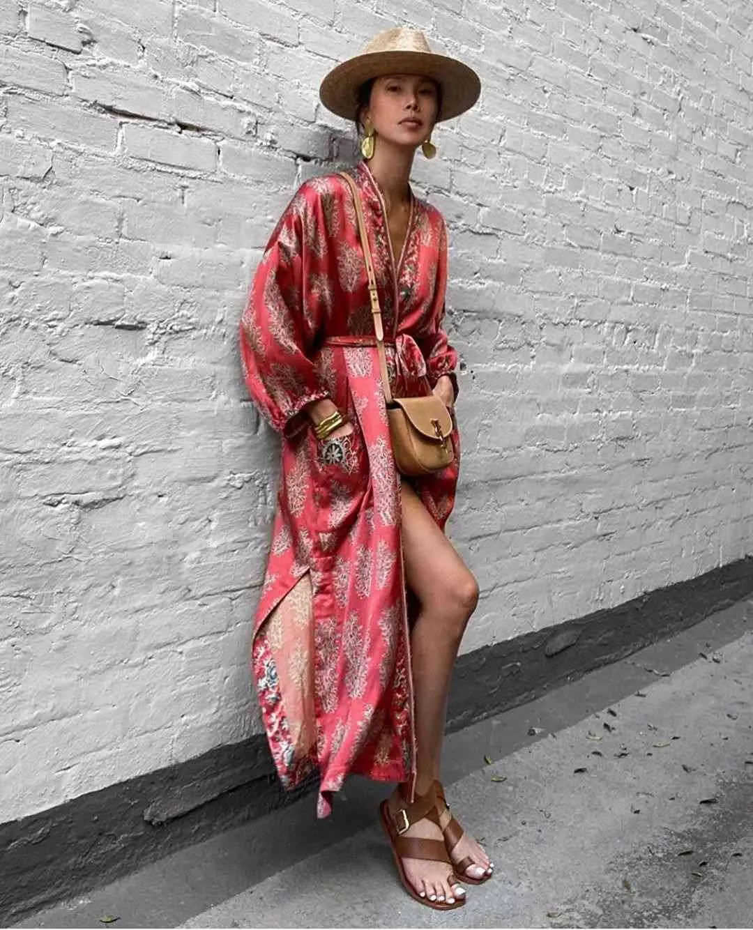 deep v neck kimono dress Flattering Kimono Sleeve Maxi Dress