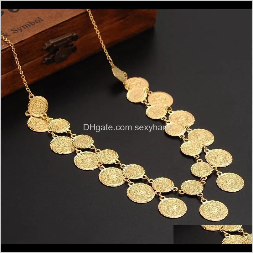 45cm high quality Islam Coin chocker Chain Jewelry Arab Necklace Gold Color Africa Middle East Metal Coin /Israel/Turkey/Egypt1